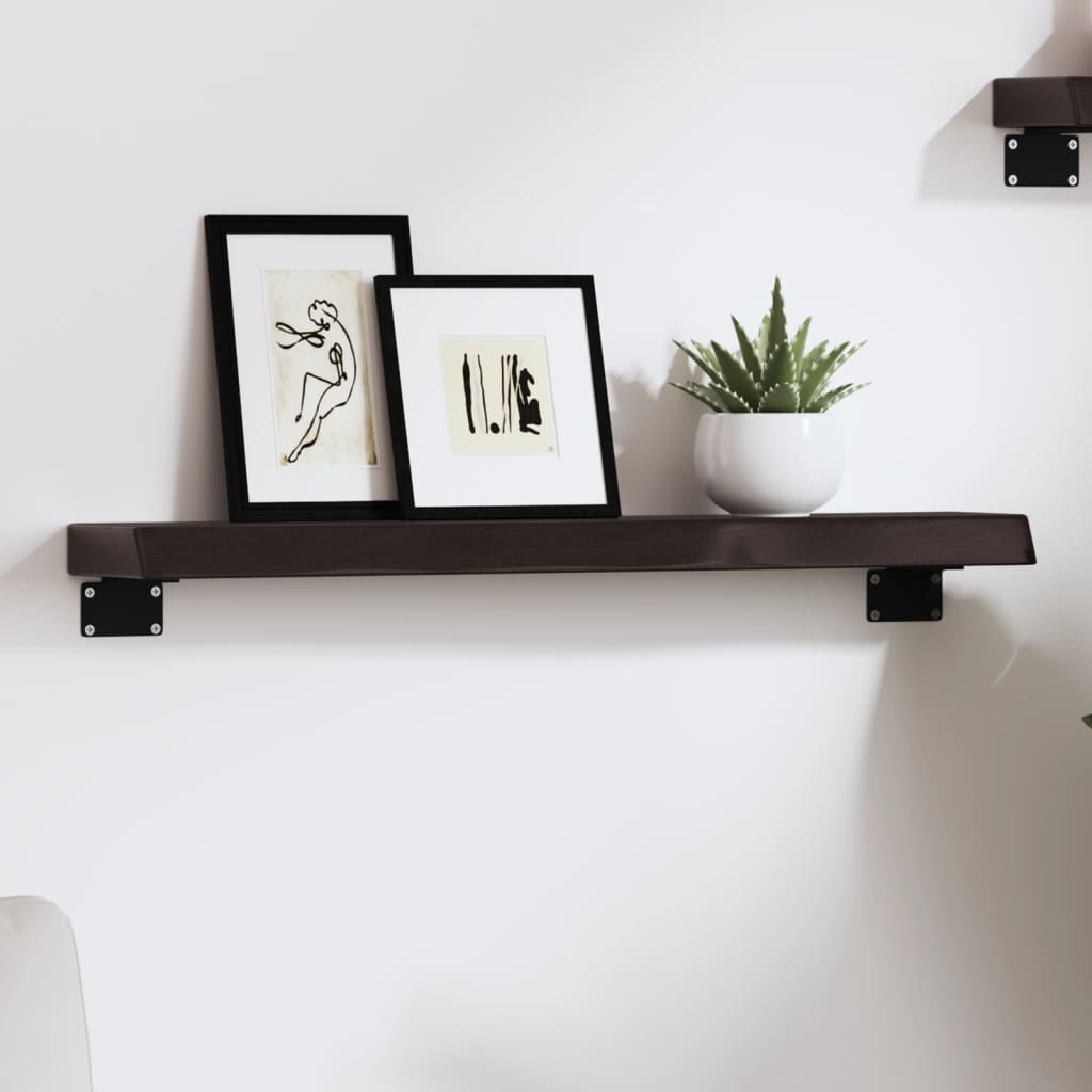 Wandschap 60x10x4 cm behandeld massief eikenhout donkerbruin is nu te koop bij PeponiXL, paradijselijk wonen!