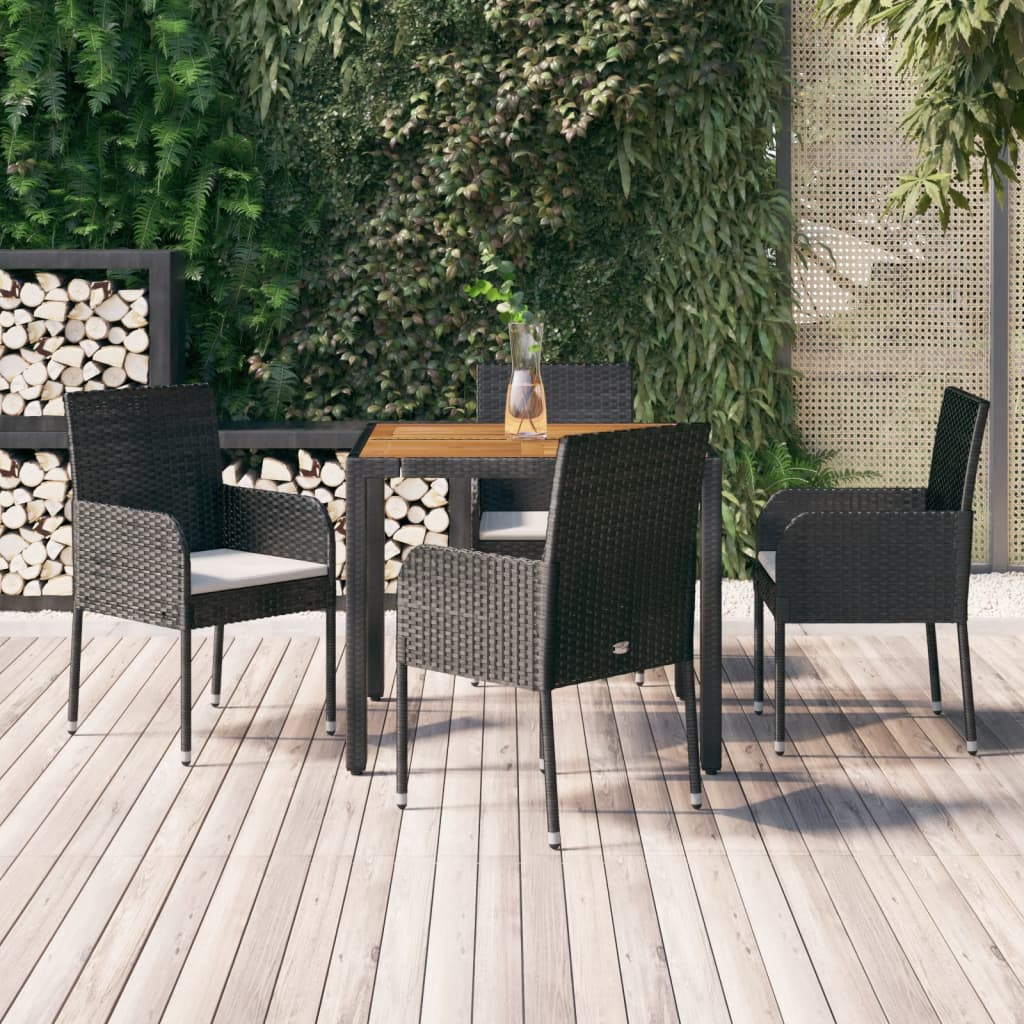 5-delige Tuinset met kussens poly rattan zwart is nu te koop bij PeponiXL, paradijselijk wonen!