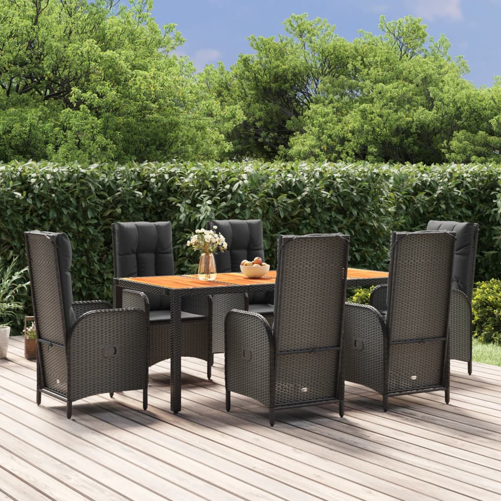7-delige Tuinset met kussens poly rattan zwart is nu te koop bij PeponiXL, paradijselijk wonen!
