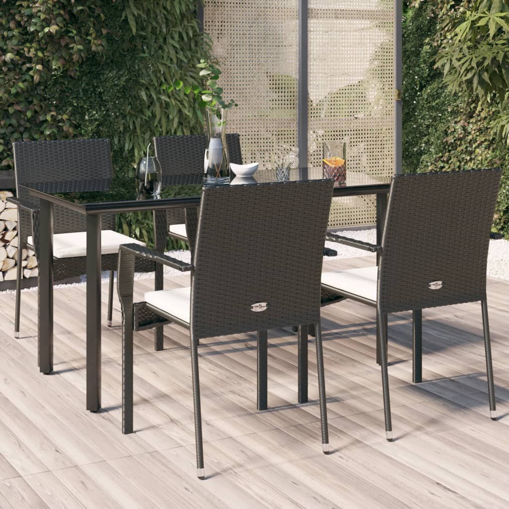 5-delige Tuinset met kussens poly rattan zwart is nu te koop bij PeponiXL, paradijselijk wonen!