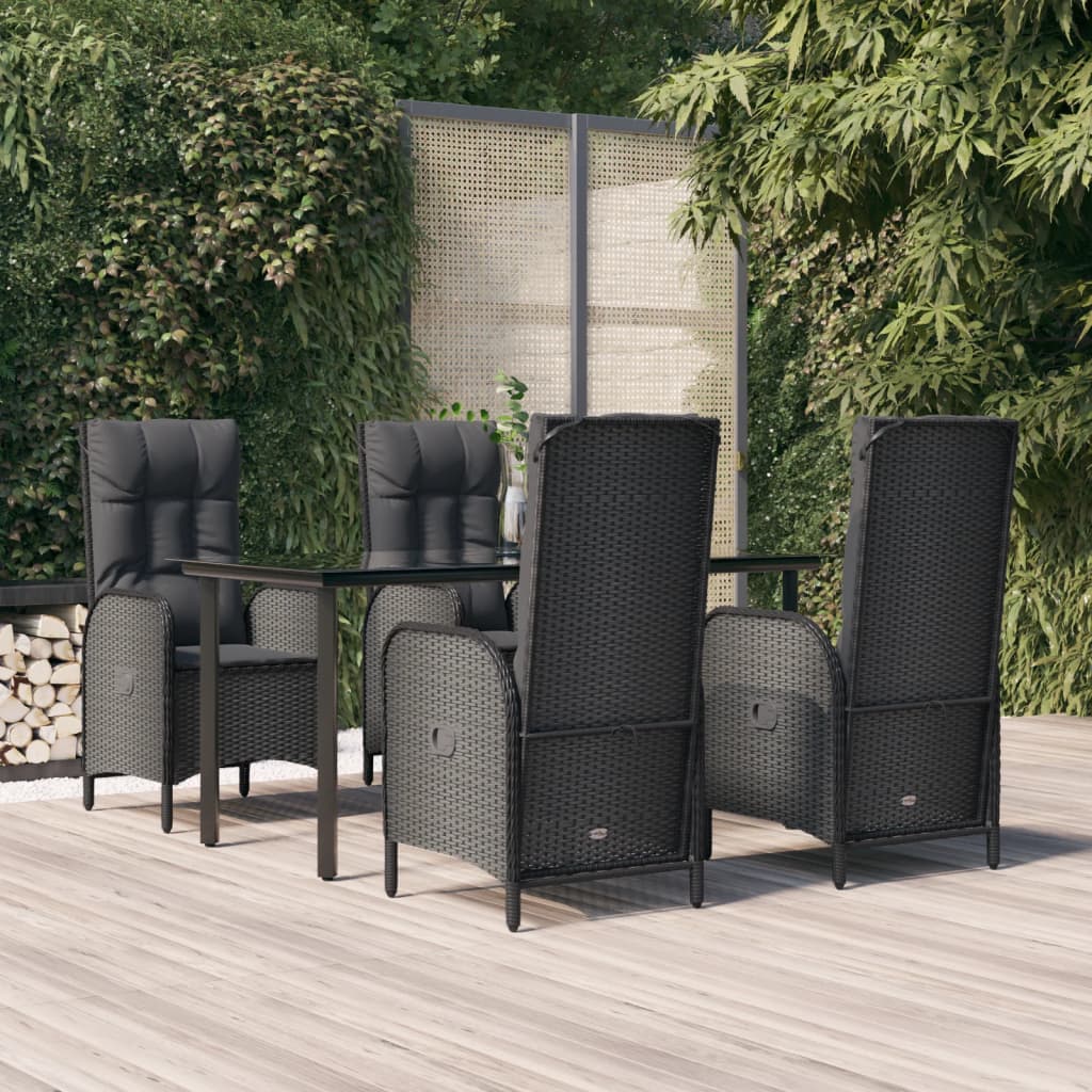 5-delige Tuinset met kussens poly rattan zwart is nu te koop bij PeponiXL, paradijselijk wonen!