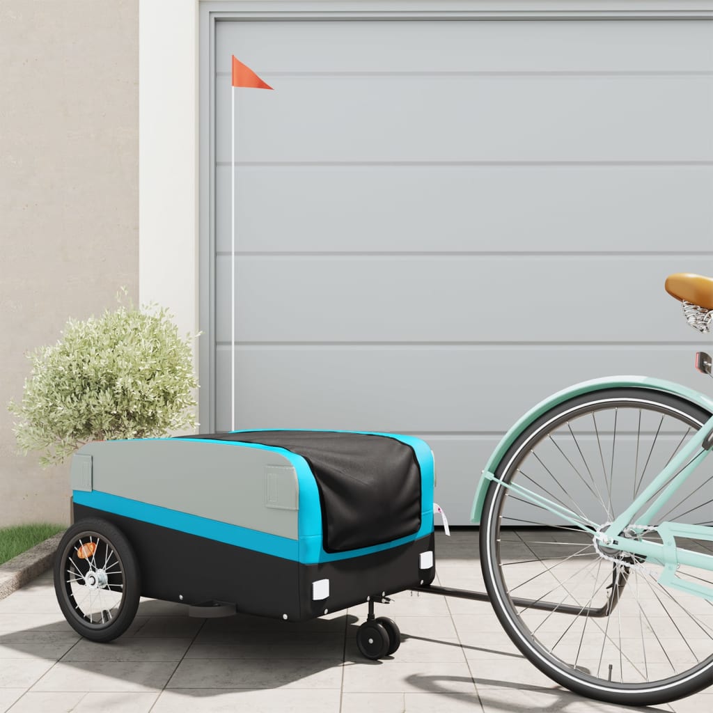 Fietstrailer 45 kg ijzer zwart en blauw is nu te koop bij PeponiXL, paradijselijk wonen!