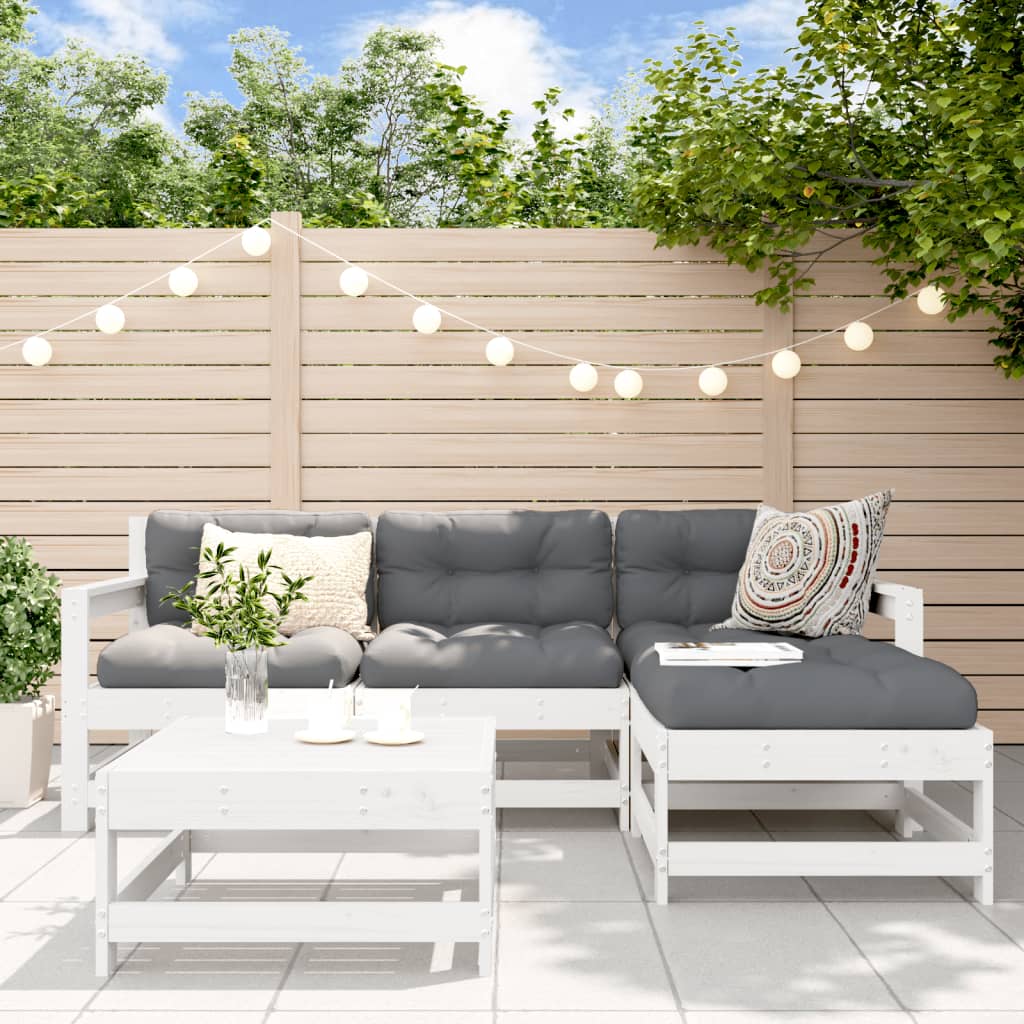 5-delige Loungeset massief grenenhout wit is nu te koop bij PeponiXL, paradijselijk wonen!