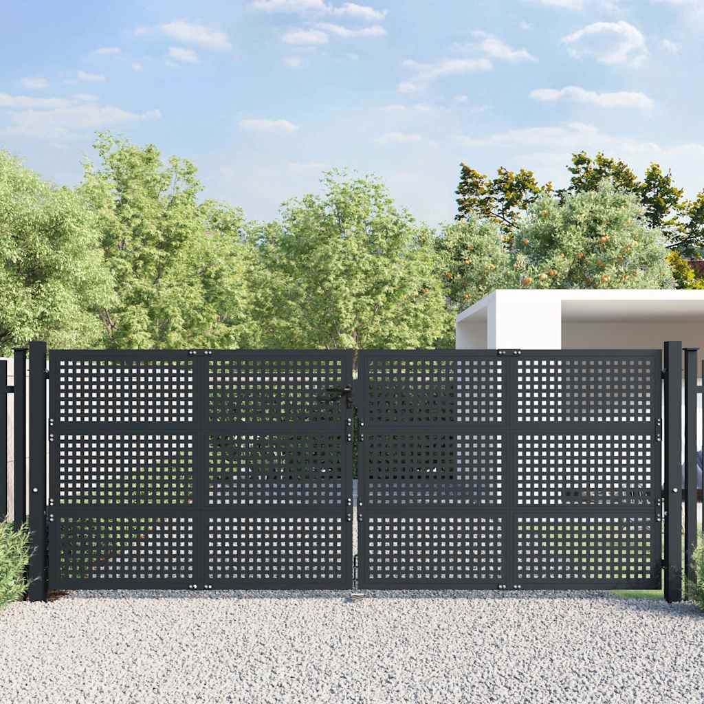 Tuinpoort Antraciet 400x125 cm Staal is nu te koop bij PeponiXL, paradijselijk wonen!