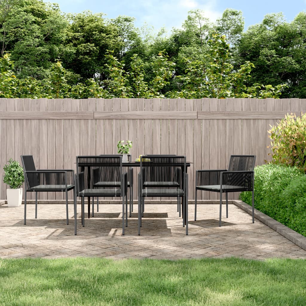7-delige Tuinset met kussens poly rattan en staal zwart is nu te koop bij PeponiXL, paradijselijk wonen!