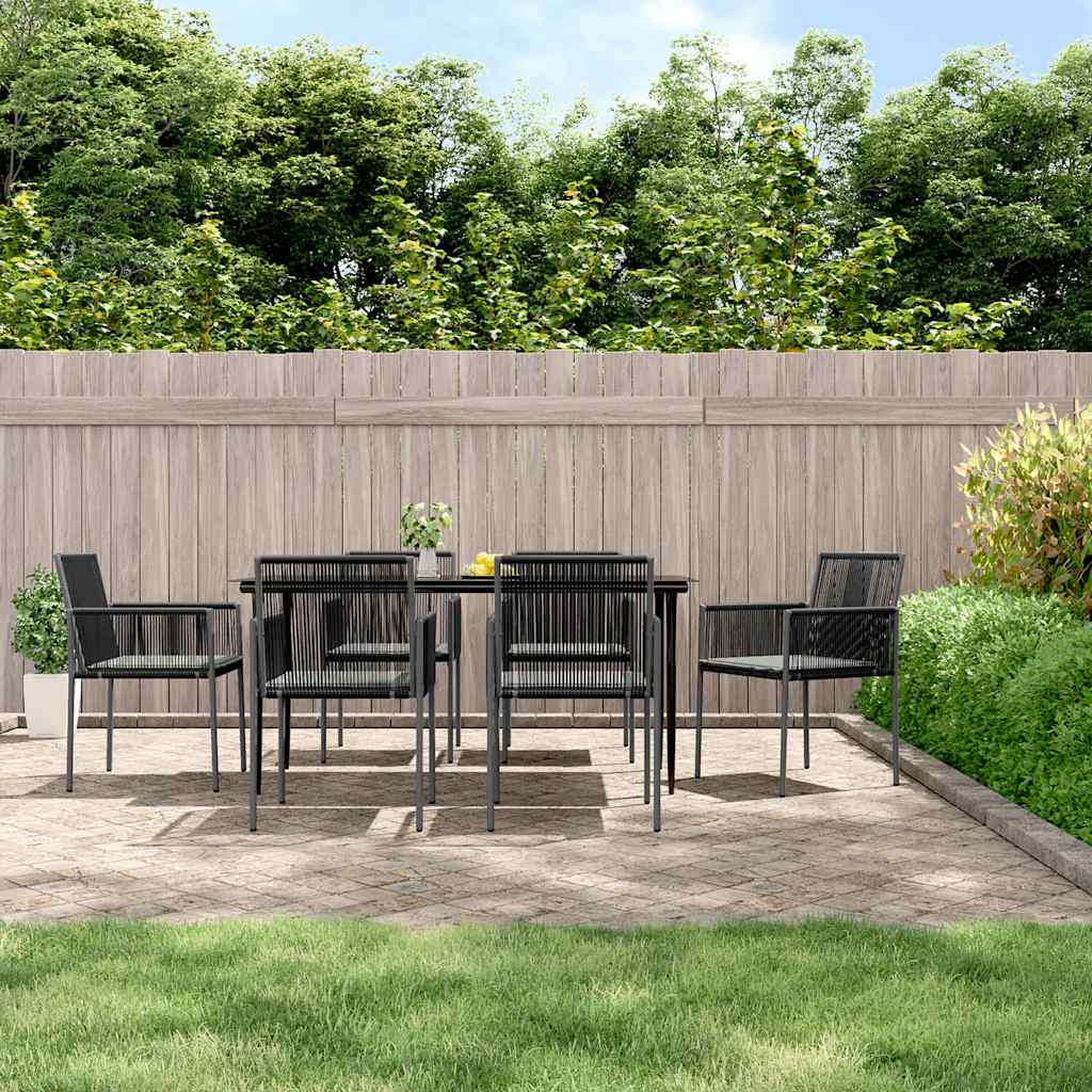 7-delige Tuinset met kussens poly rattan en staal zwart is nu te koop bij PeponiXL, paradijselijk wonen!
