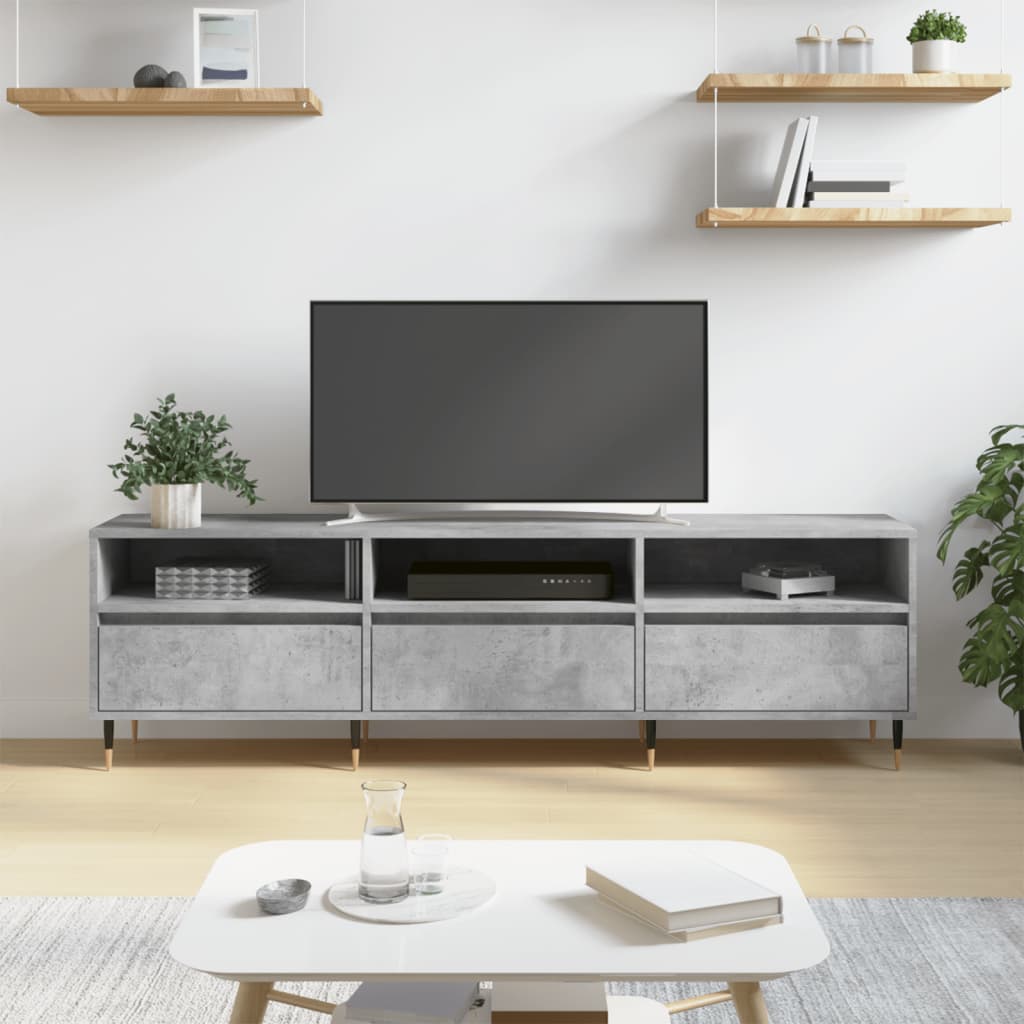Tv-meubel 150x30x44,5 cm bewerkt hout betongrijs is nu te koop bij PeponiXL, paradijselijk wonen!