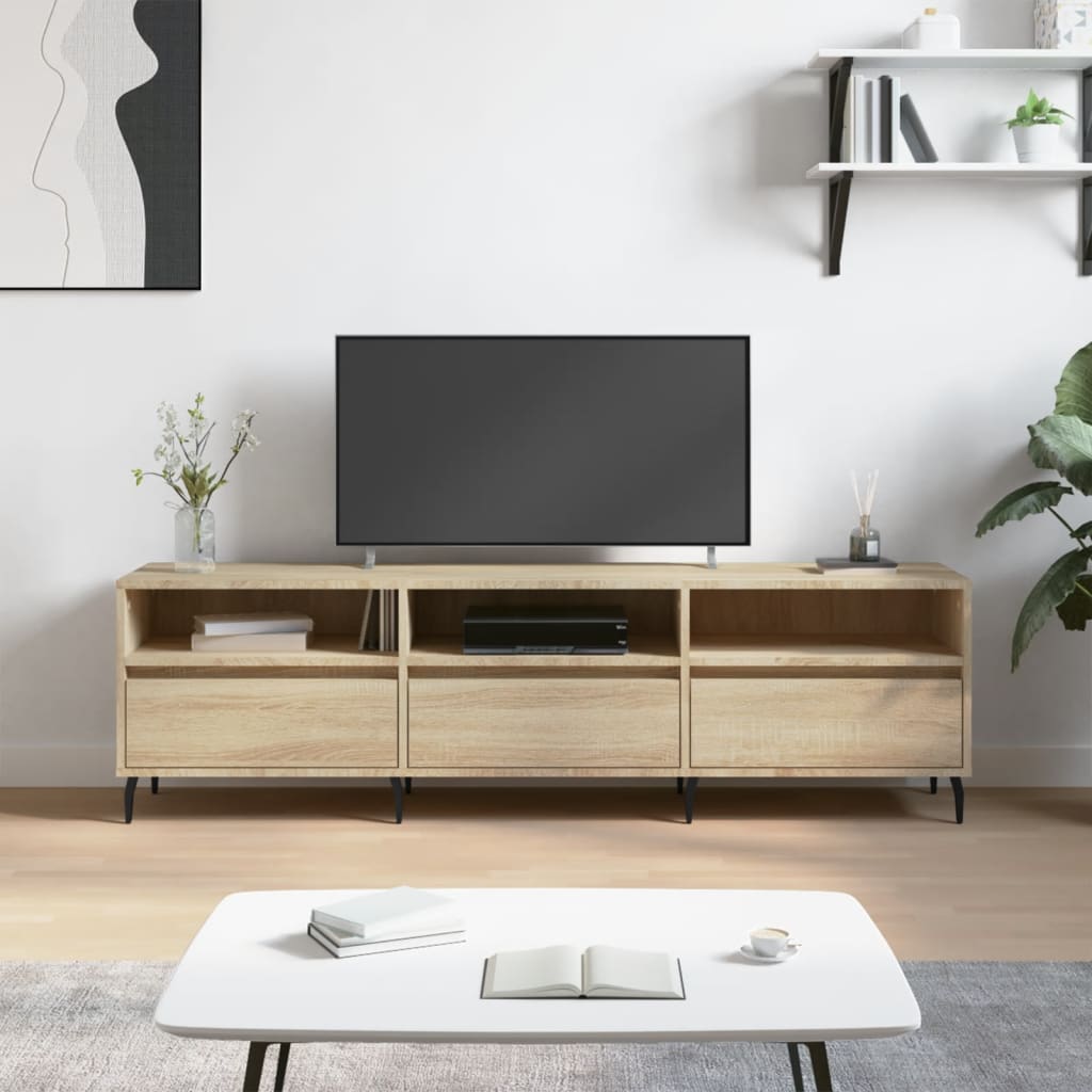 Tv-meubel 150x30x44,5 cm bewerkt hout sonoma eikenkleurig is nu te koop bij PeponiXL, paradijselijk wonen!