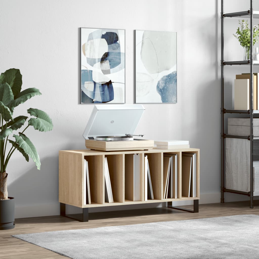 Platenkast 100x38x48 cm bewerkt hout sonoma eikenkleurig is nu te koop bij PeponiXL, paradijselijk wonen!