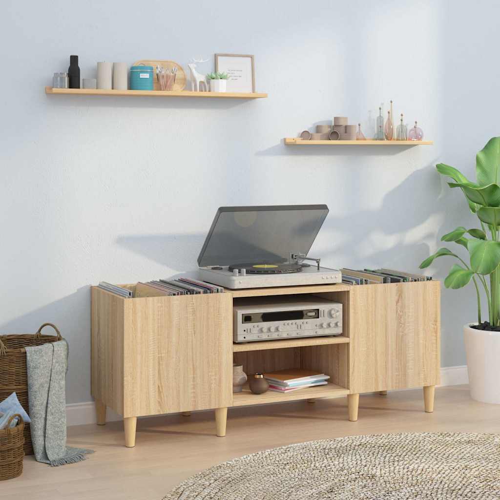 Platenkast Sonoma Eiken 121x38x48 cm Bewerkt Hout is nu te koop bij PeponiXL, paradijselijk wonen!