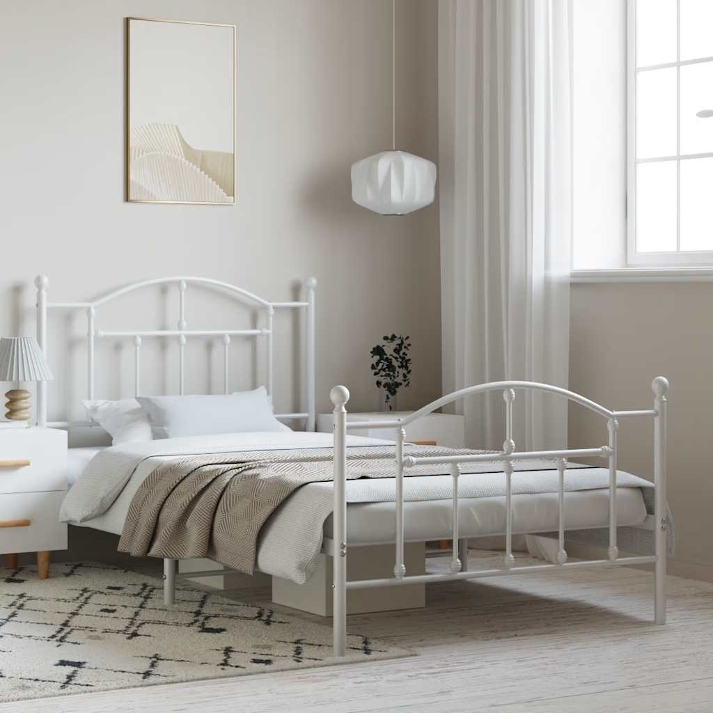 Bedframe met hoofd- en voeteneinde metaal wit 100x190 cm is nu te koop bij PeponiXL, paradijselijk wonen!
