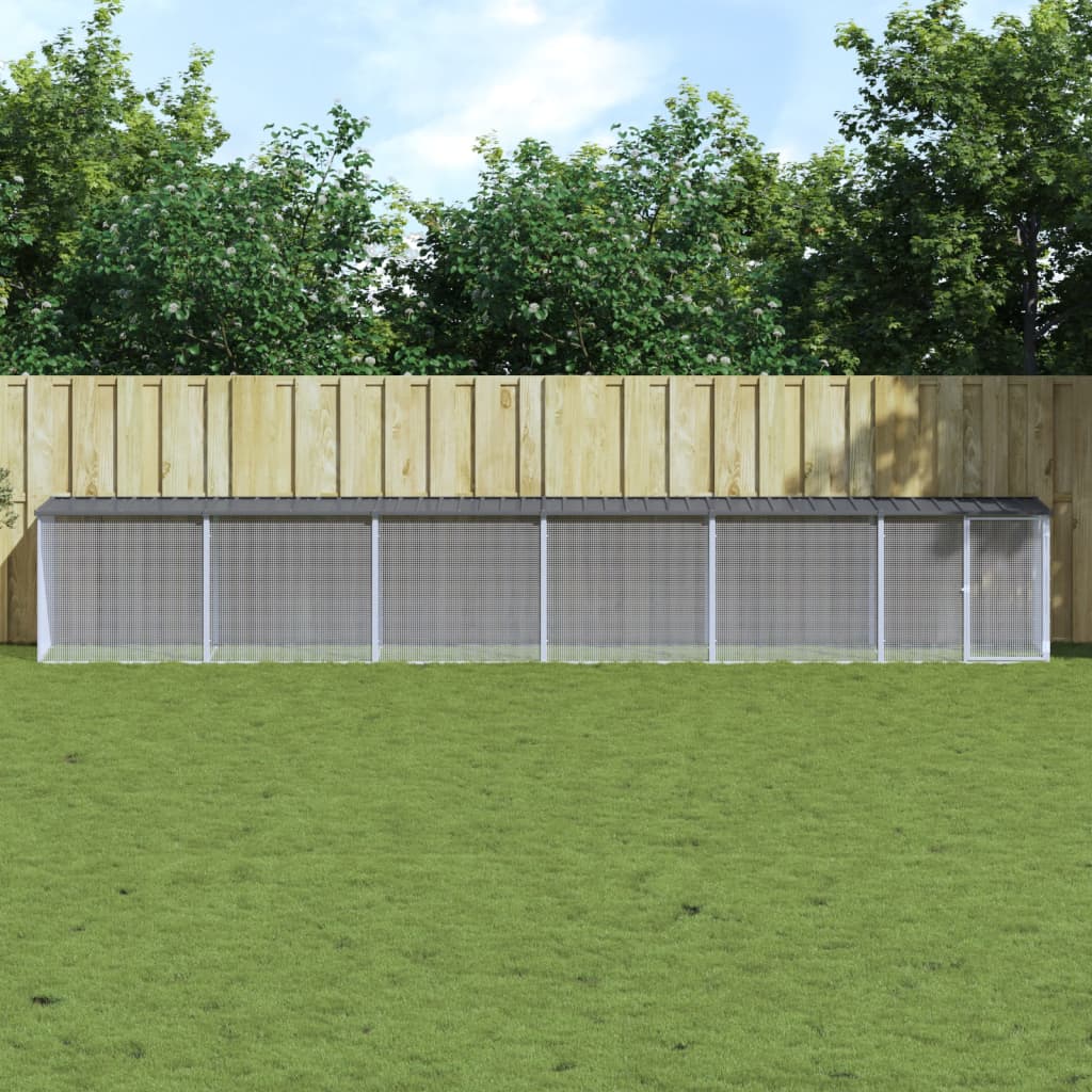 Kippenhok met dak 603x98x90 cm gegalvaniseerd staal antraciet is nu te koop bij PeponiXL, paradijselijk wonen!