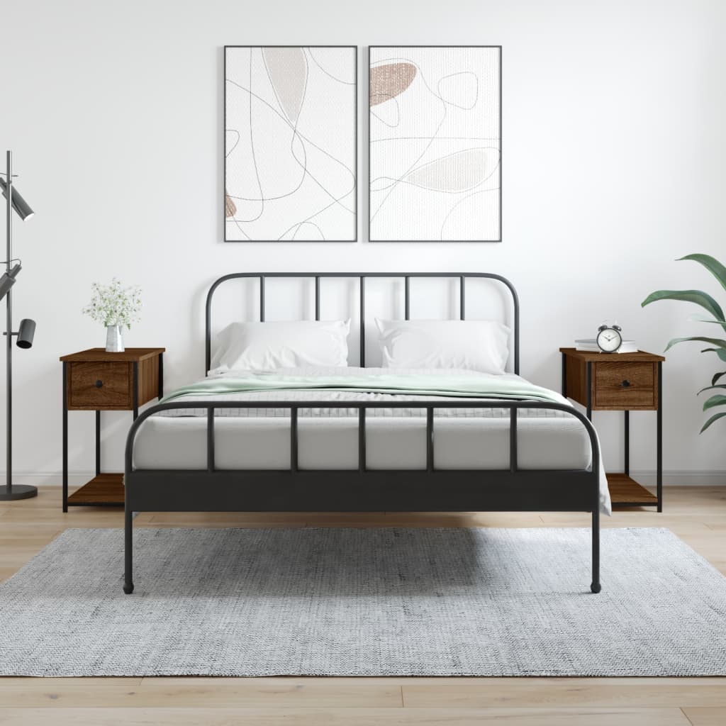 Nachtkastjes 2 st 30x60x60 cm bewerkt hout bruin eikenkleur is nu te koop bij PeponiXL, paradijselijk wonen!
