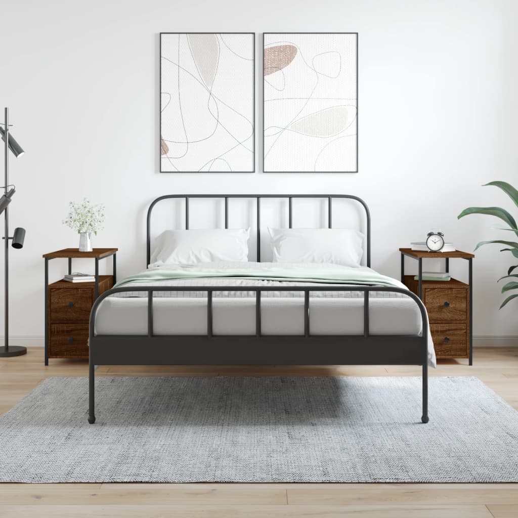 Nachtkastjes 2 st 30x60x60 cm bewerkt hout bruin eikenkleur is nu te koop bij PeponiXL, paradijselijk wonen!