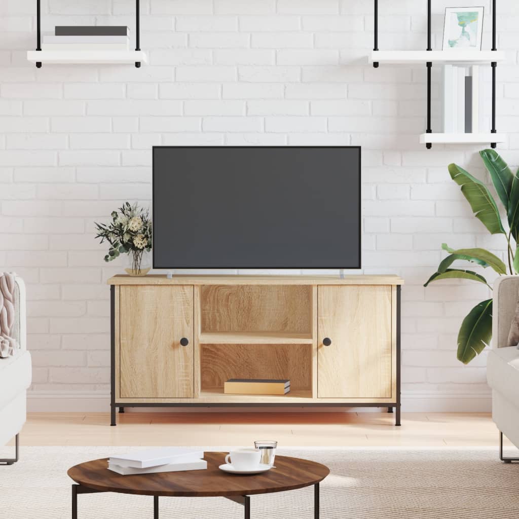 Tv-meubel 100x40x50 cm bewerkt hout sonoma eikenkleurig is nu te koop bij PeponiXL, paradijselijk wonen!