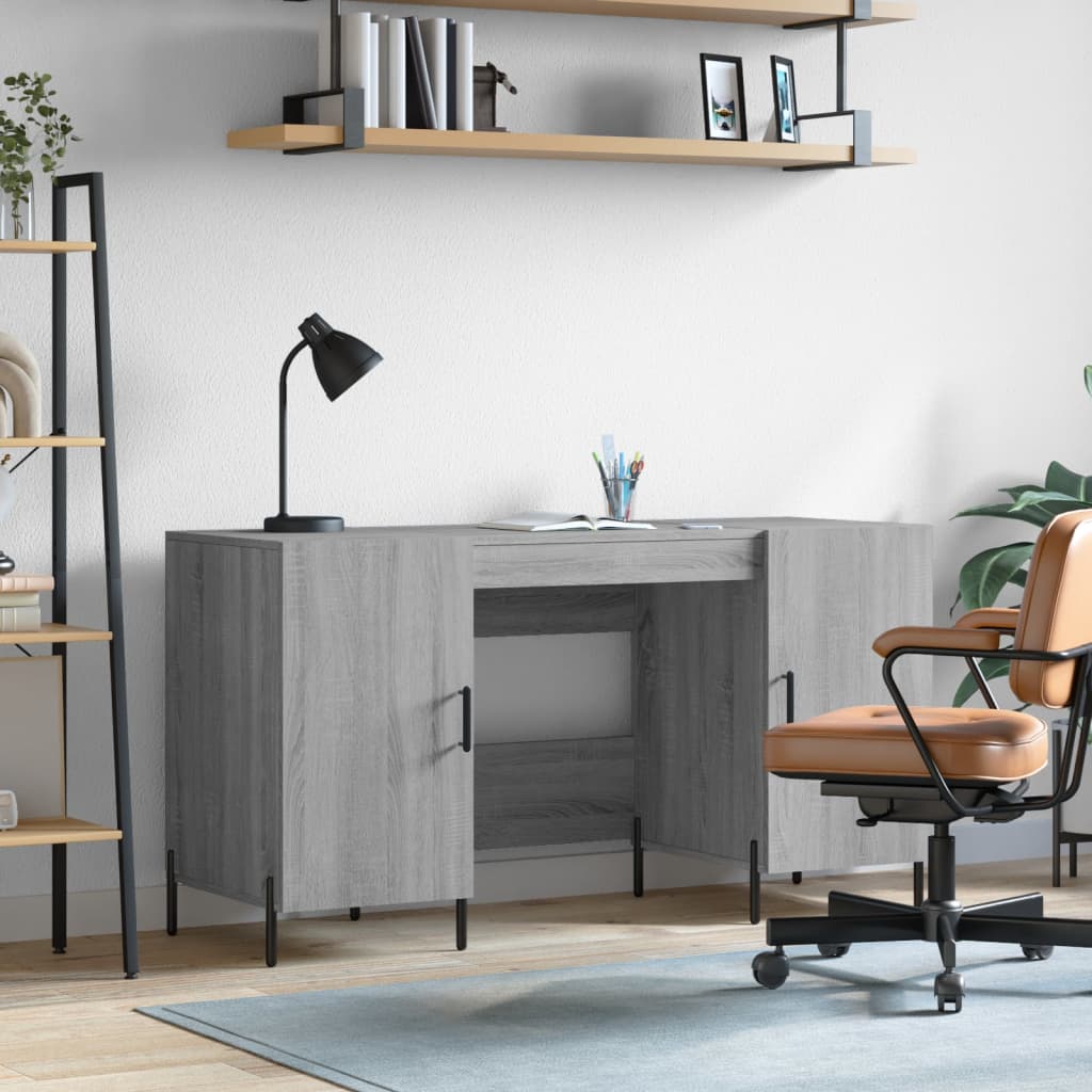 Bureau 140x50x75 cm bewerkt hout grijs sonoma eikenkleurig is nu te koop bij PeponiXL, paradijselijk wonen!