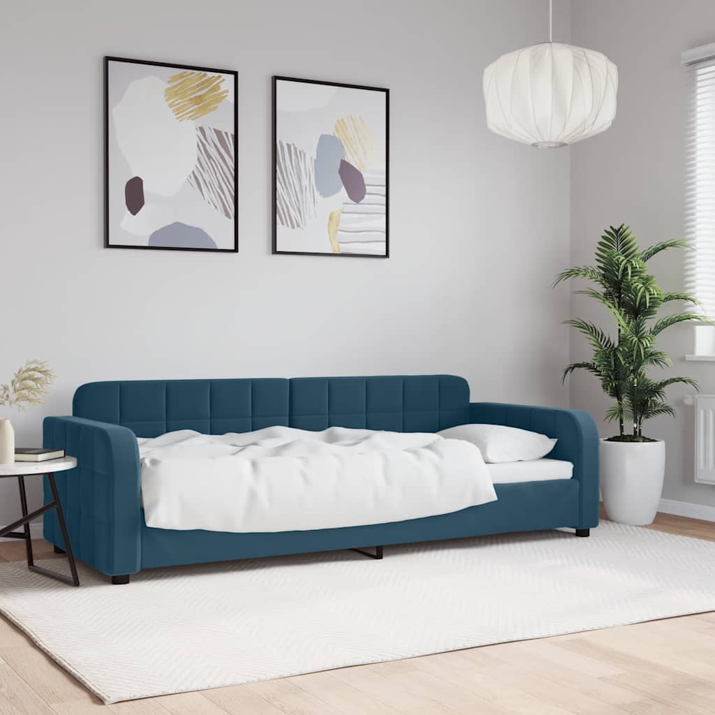 Slaapbank 80x200 cm fluweel blauw is nu te koop bij PeponiXL, paradijselijk wonen!