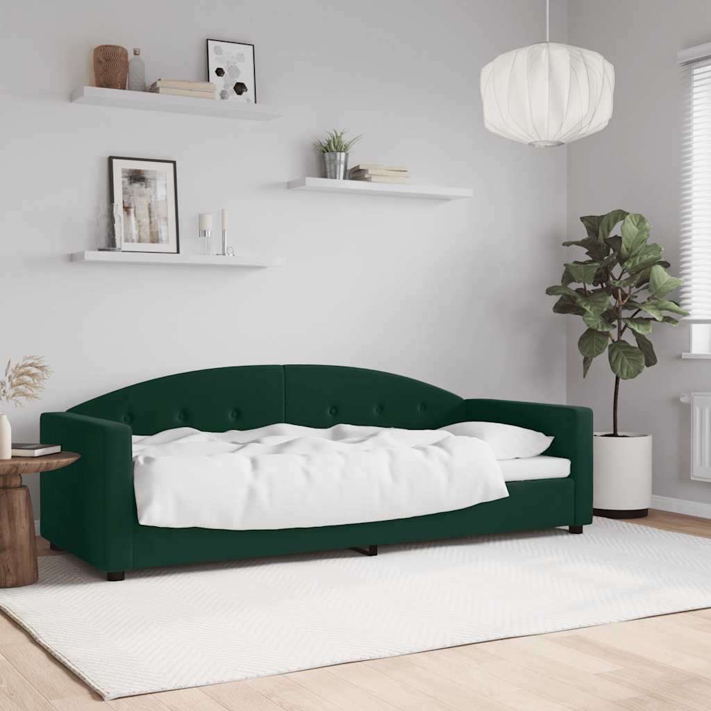 Slaapbank 80x200 cm fluweel donkergroen is nu te koop bij PeponiXL, paradijselijk wonen!