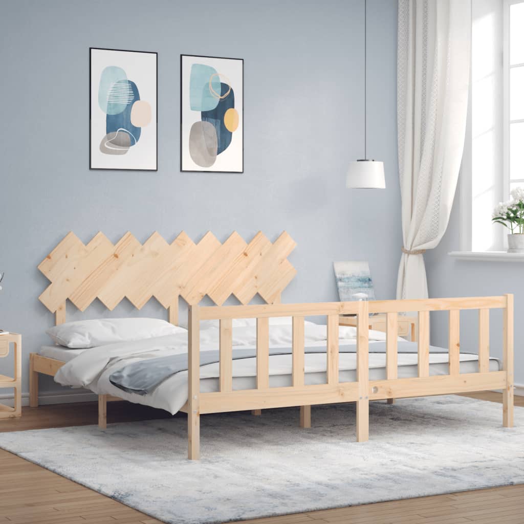 Bedframe met hoofdbord massief hout is nu te koop bij PeponiXL, paradijselijk wonen!