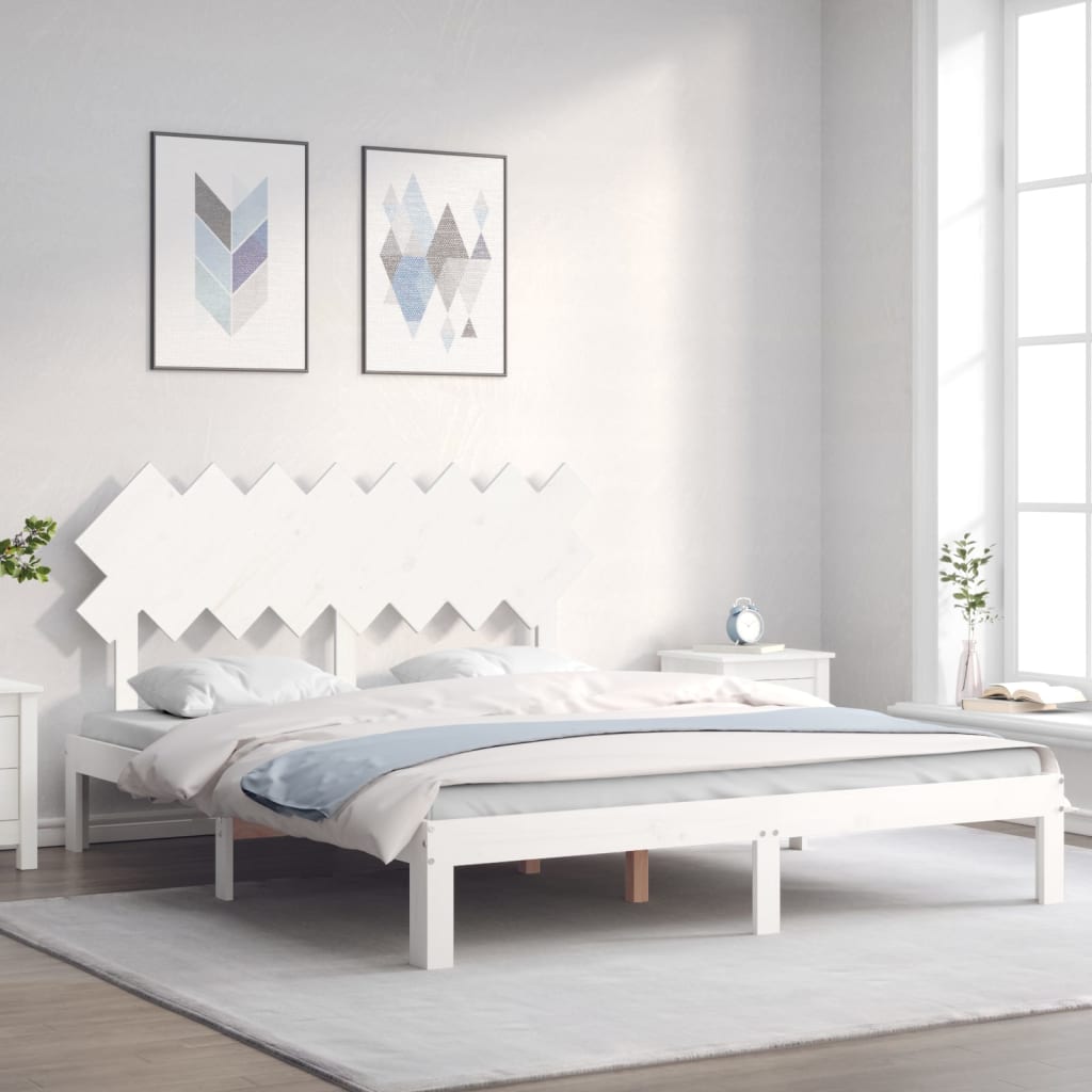 Bedframe zonder matras massief grenenhout wit 160x200 cm is nu te koop bij PeponiXL, paradijselijk wonen!