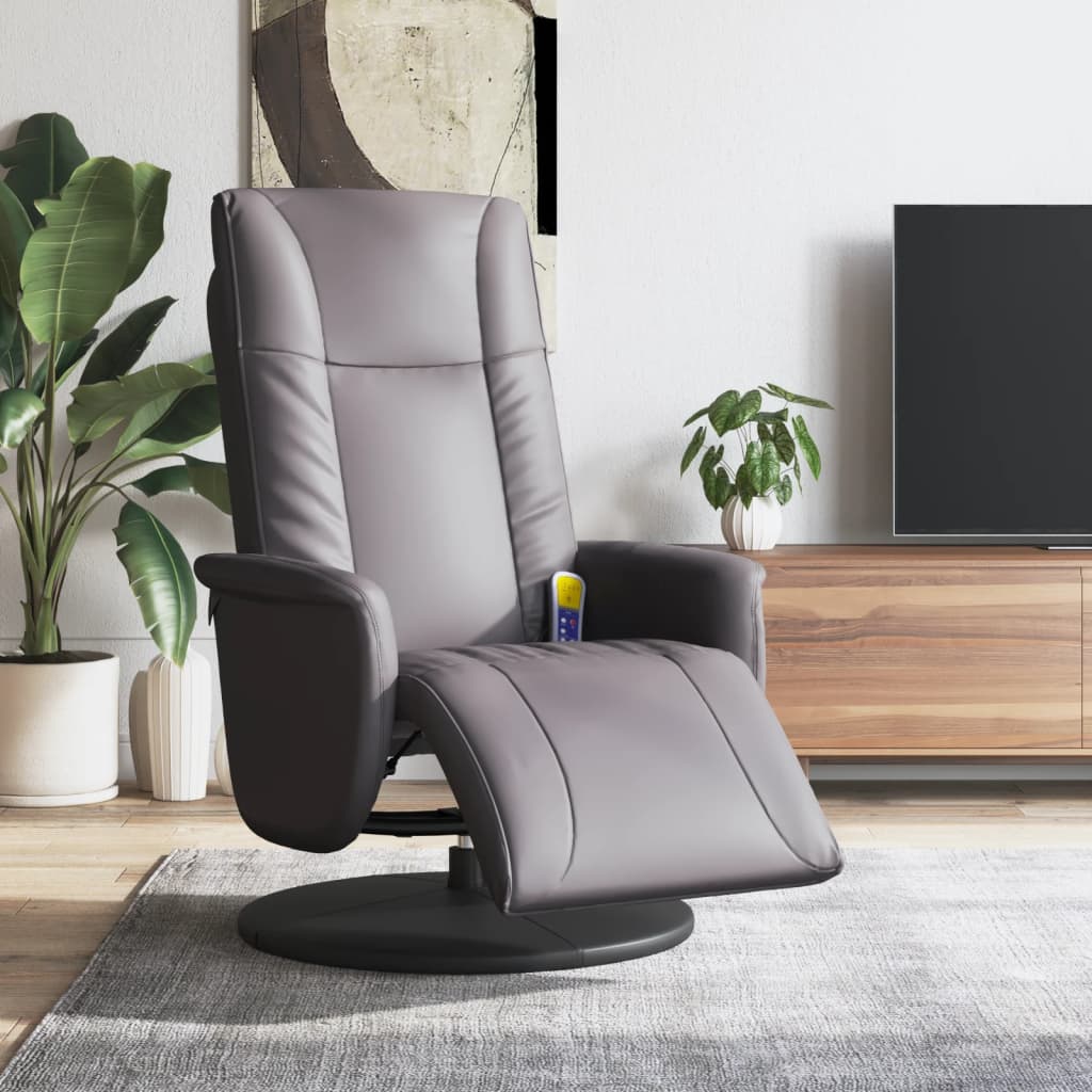 Massagestoel verstelbaar met voetensteun kunstleer grijs is nu te koop bij PeponiXL, paradijselijk wonen!