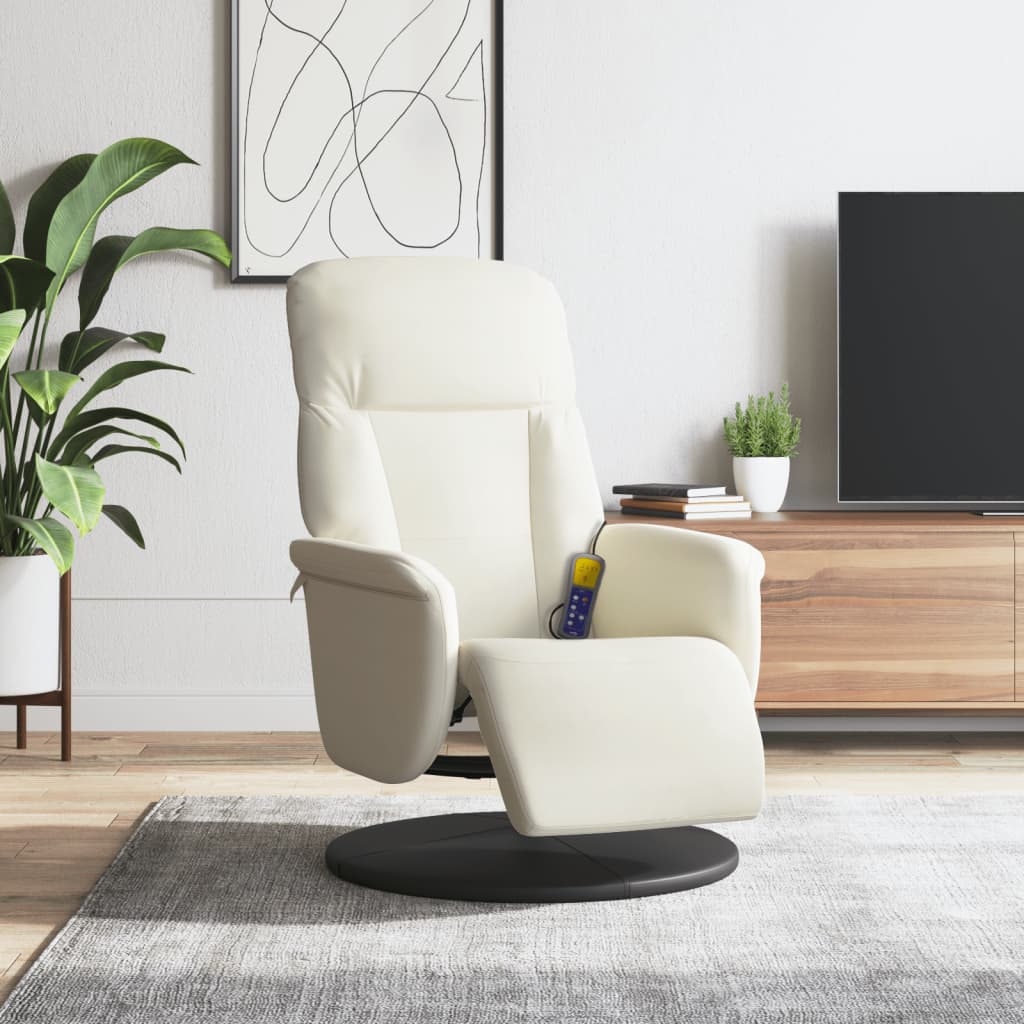 Massagestoel verstelbaar met voetensteun fluweel crèmekleurig is nu te koop bij PeponiXL, paradijselijk wonen!