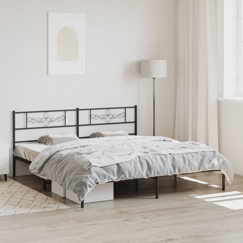 Bedframe met hoofdbord metaal zwart 180x200 cm is nu te koop bij PeponiXL, paradijselijk wonen!
