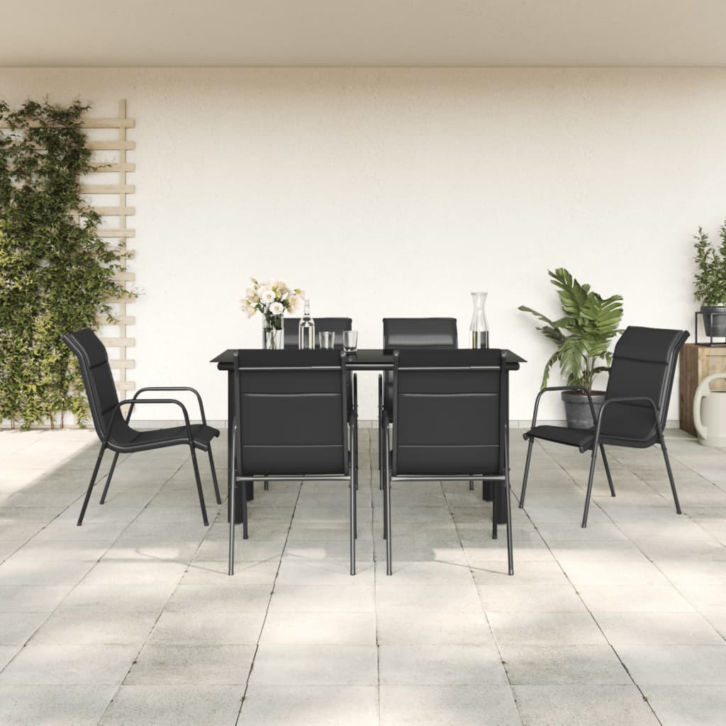 7-delige Tuinset textileen en staal zwart is nu te koop bij PeponiXL, paradijselijk wonen!