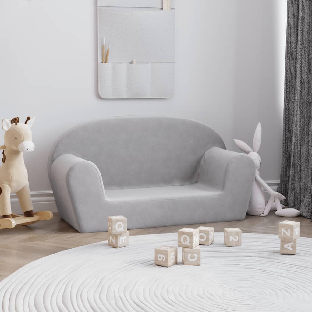 Kinderbank 2-zits zacht pluche lichtgrijs is nu te koop bij PeponiXL, paradijselijk wonen!