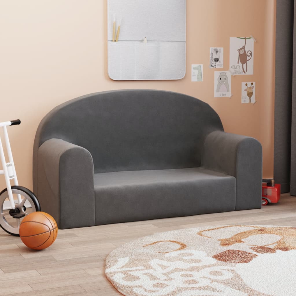 Kinderbank 2-zits zacht pluche antracietkleurig is nu te koop bij PeponiXL, paradijselijk wonen!