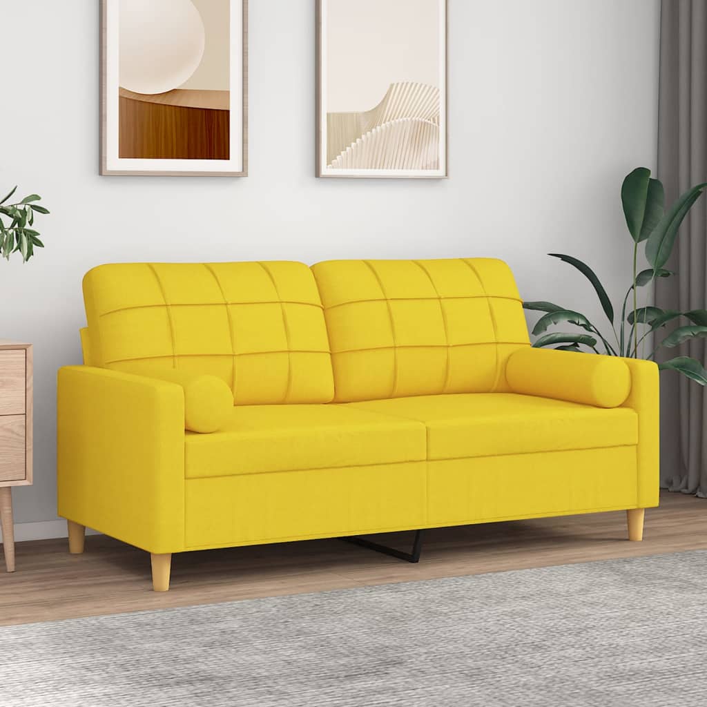 Tweezitsbank met sierkussens 140 cm stof lichtgeel is nu te koop bij PeponiXL, paradijselijk wonen!