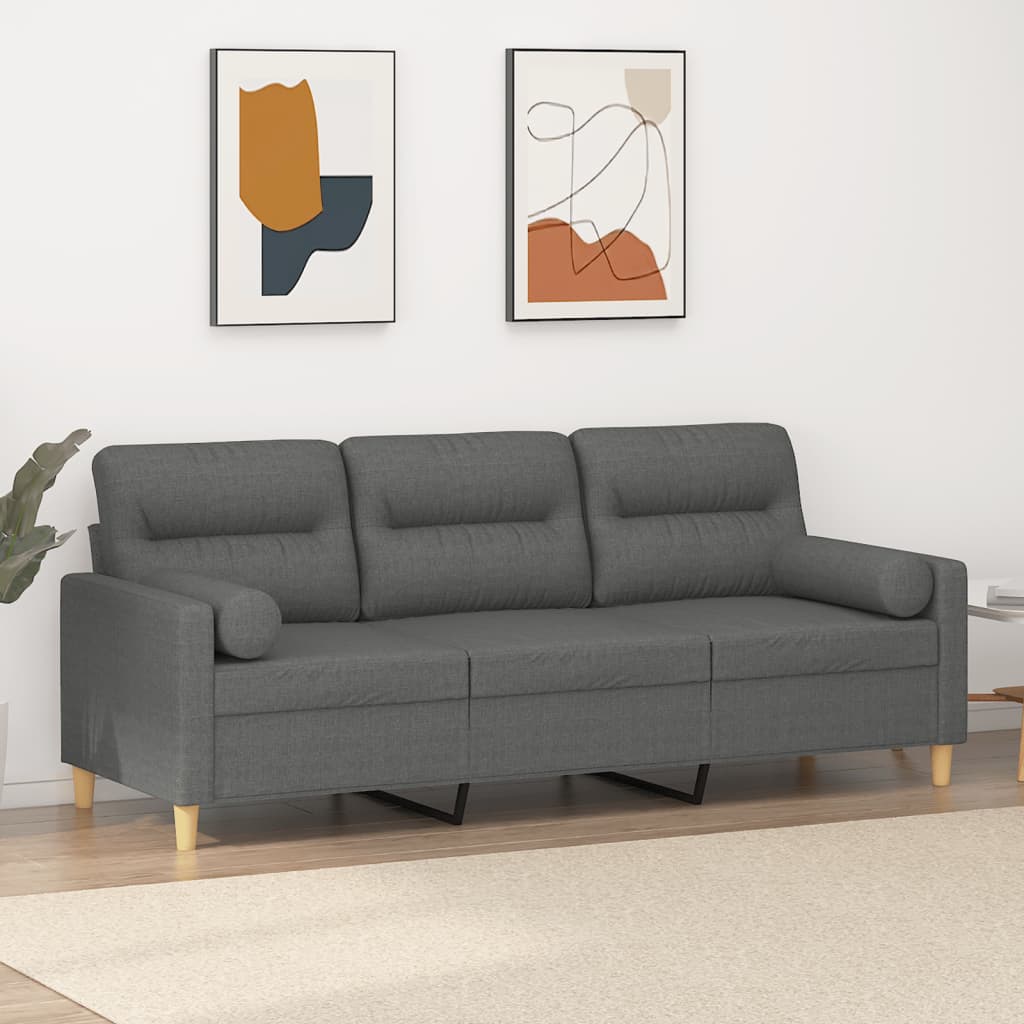 Driezitsbank met sierkussens 180 cm stof donkergrijs is nu te koop bij PeponiXL, paradijselijk wonen!