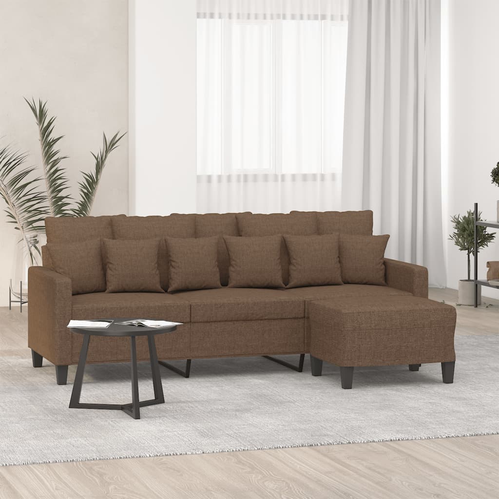 Driezitsbank met voetenbank 180 cm stof bruin is nu te koop bij PeponiXL, paradijselijk wonen!