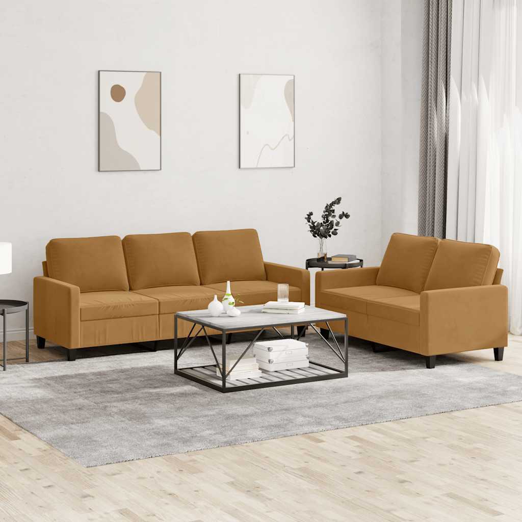 2-delige Loungeset met kussens fluweel bruin is nu te koop bij PeponiXL, paradijselijk wonen!