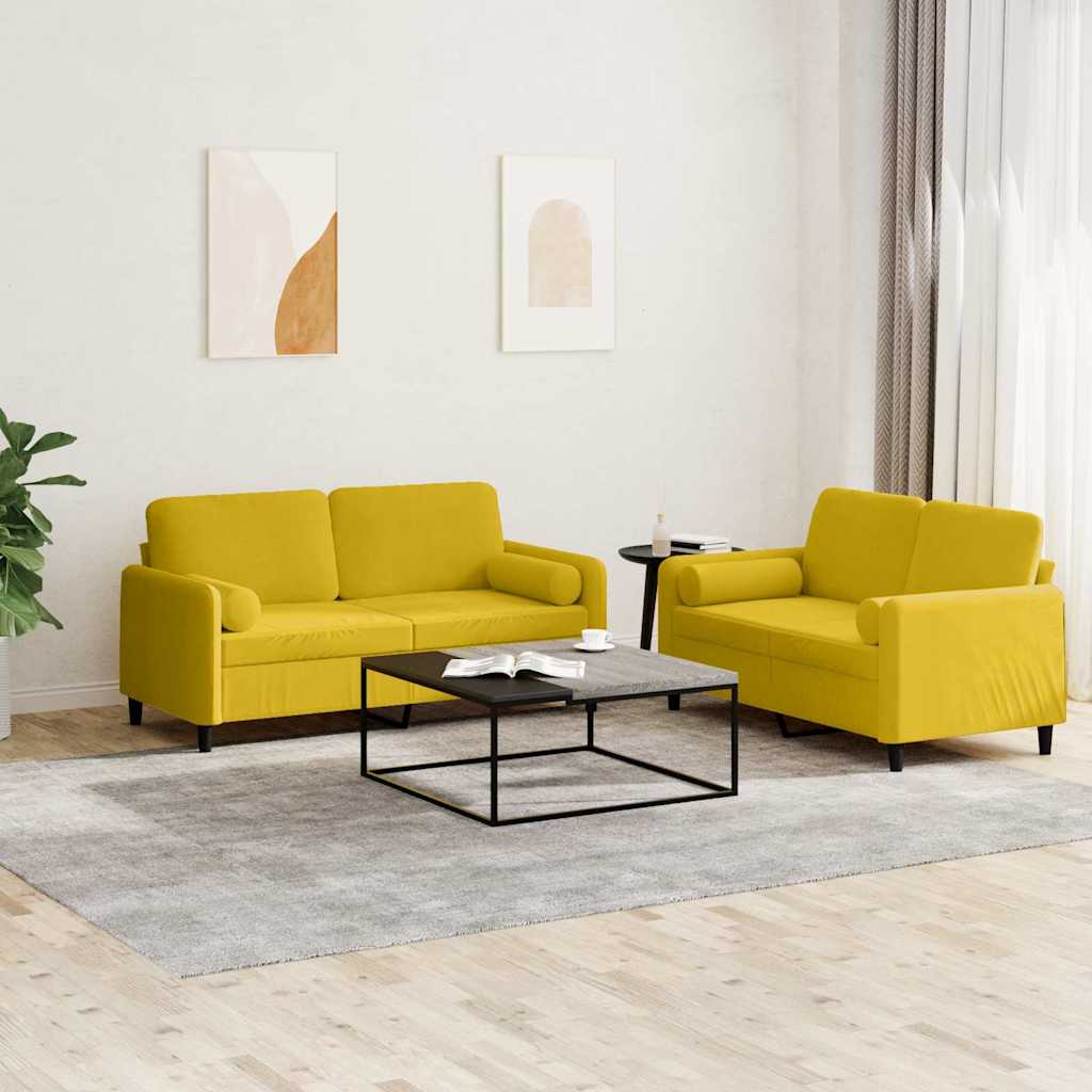 2-delige Loungeset met kussens fluweel geel is nu te koop bij PeponiXL, paradijselijk wonen!