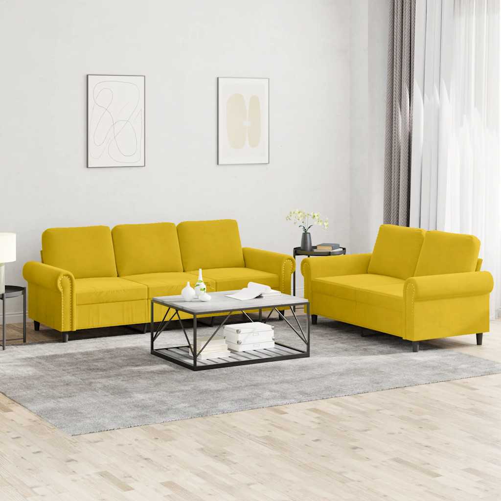2-delige Loungeset met kussens fluweel geel is nu te koop bij PeponiXL, paradijselijk wonen!