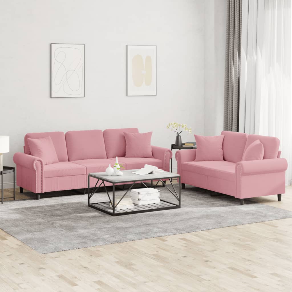 2-delige Loungeset met kussens fluweel roze is nu te koop bij PeponiXL, paradijselijk wonen!