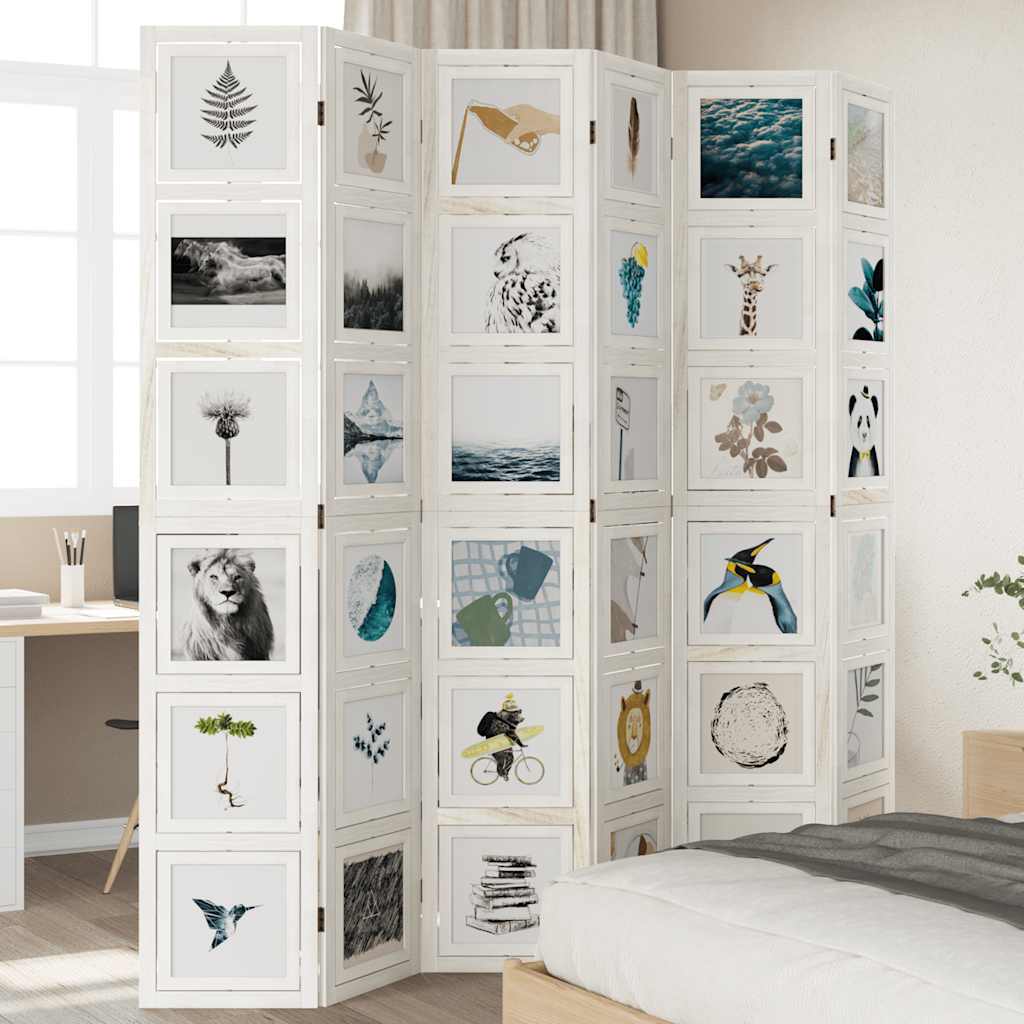Kamerscherm met 6 panelen massief paulowniahout wit is nu te koop bij PeponiXL, paradijselijk wonen!