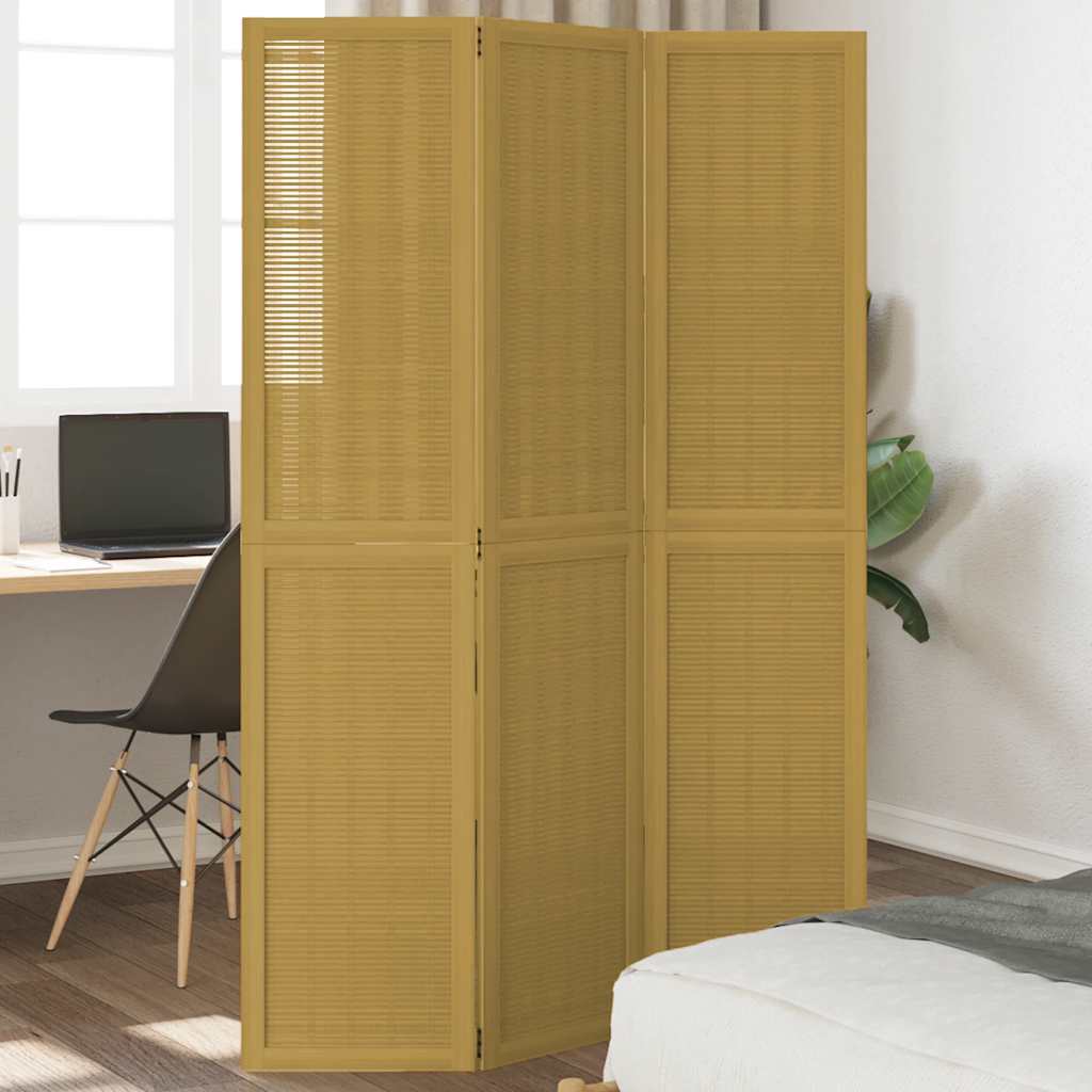 Kamerscherm met 3 panelen massief paulowniahout bruin is nu te koop bij PeponiXL, paradijselijk wonen!