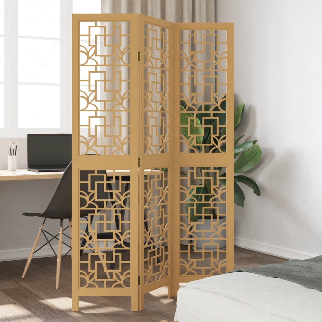 Kamerscherm met 3 panelen massief paulowniahout bruin is nu te koop bij PeponiXL, paradijselijk wonen!