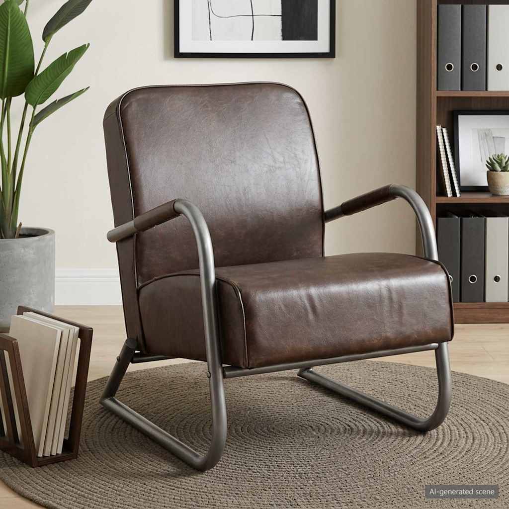 Fauteuil echt leer bruin is nu te koop bij PeponiXL, paradijselijk wonen!
