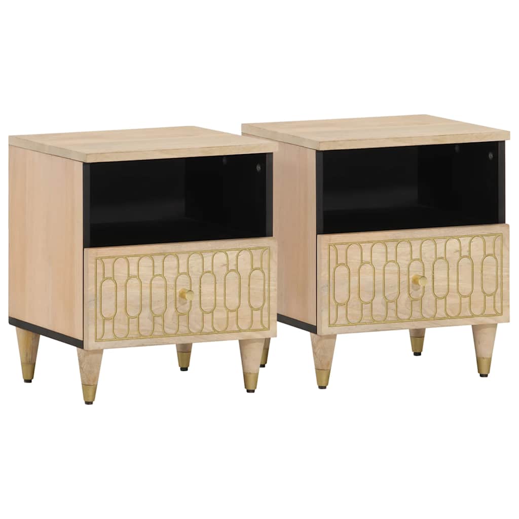 Nachtkastjes 2 st 40x33x46 cm massief mangohout is nu te koop bij PeponiXL, paradijselijk wonen!