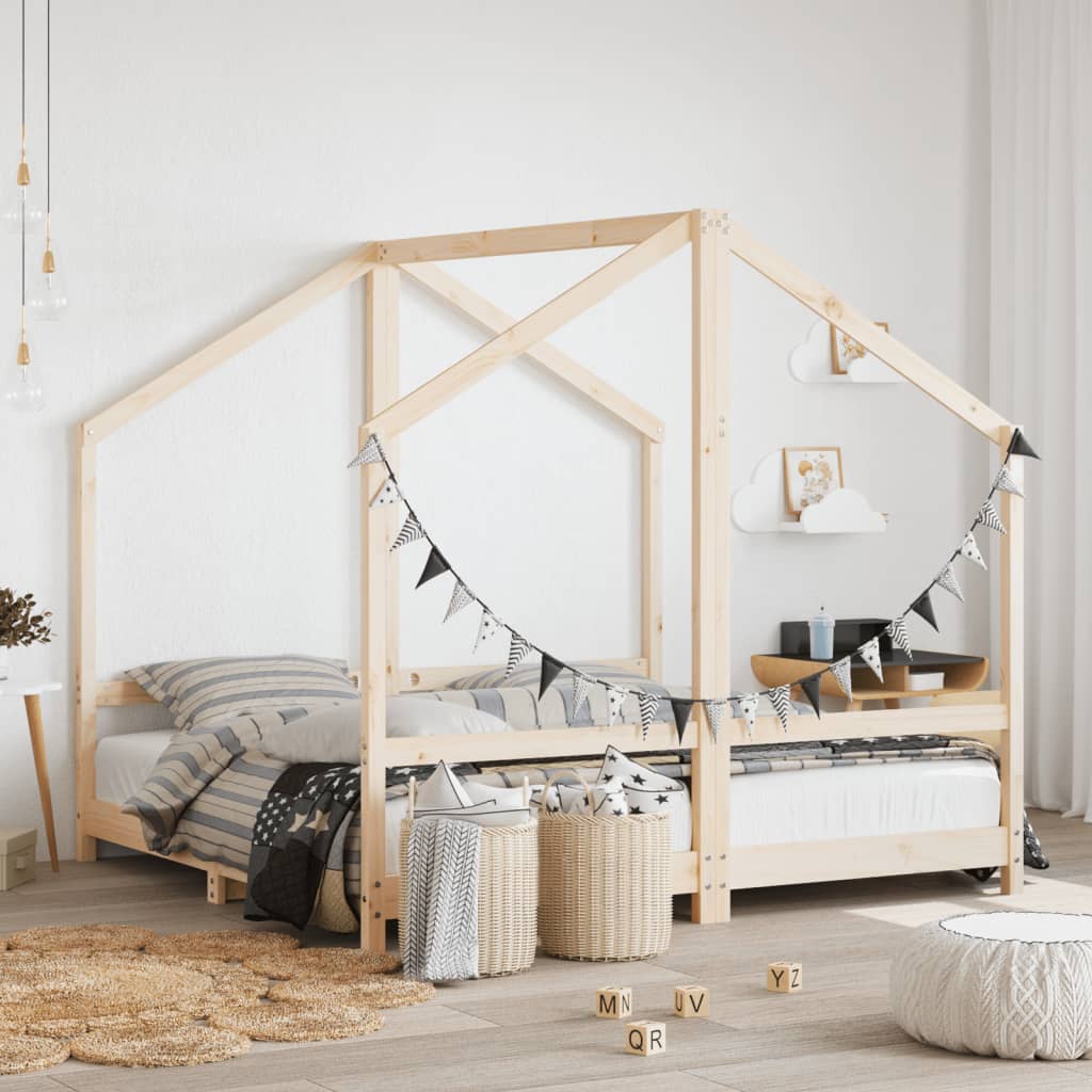 Kinderbedframe 2x(80x160) cm massief grenenhout is nu te koop bij PeponiXL, paradijselijk wonen!