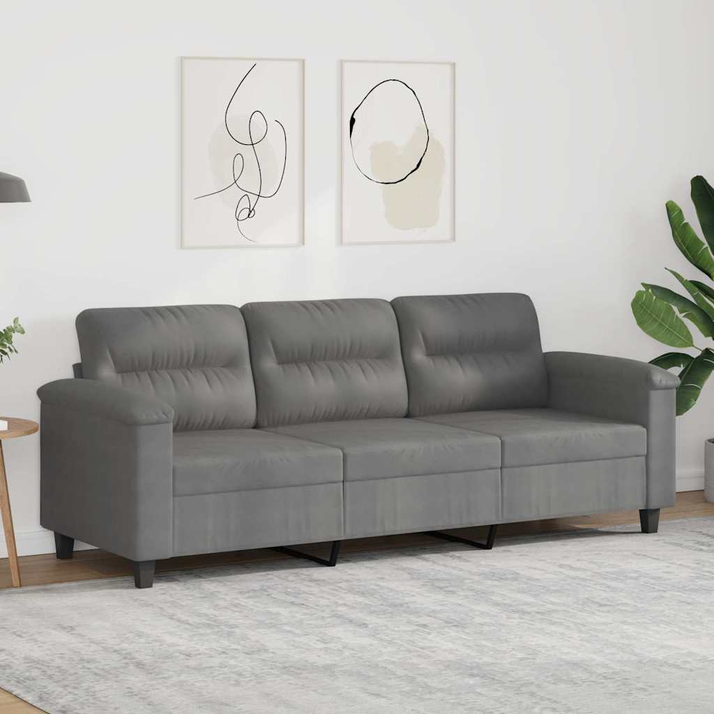 Driezitsbank 180 cm microvezelstof donkergrijs is nu te koop bij PeponiXL, paradijselijk wonen!