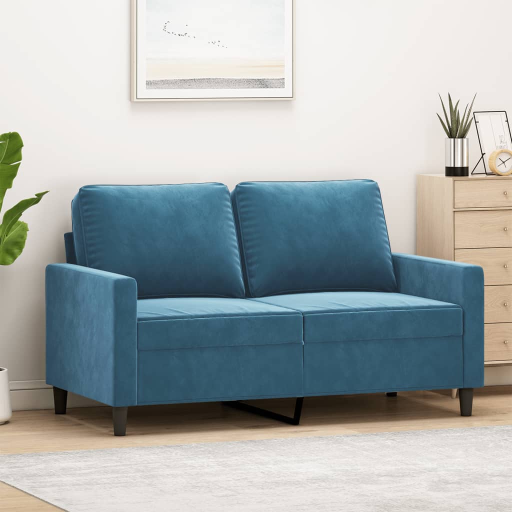 Tweezitsbank 120 cm fluweel blauw is nu te koop bij PeponiXL, paradijselijk wonen!