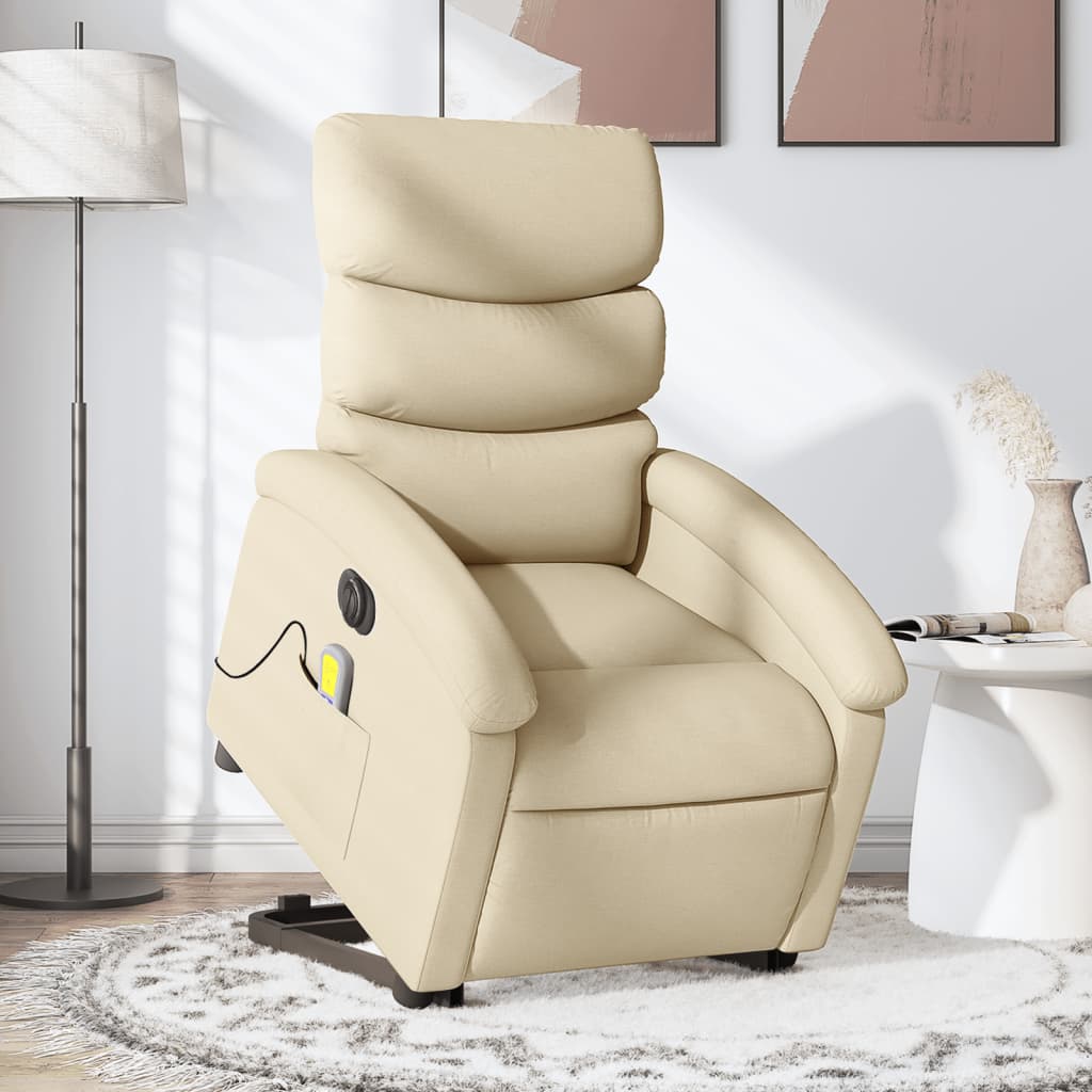 Sta-op-massagestoel elektrisch verstelbaar stof crèmekleurig is nu te koop bij PeponiXL, paradijselijk wonen!