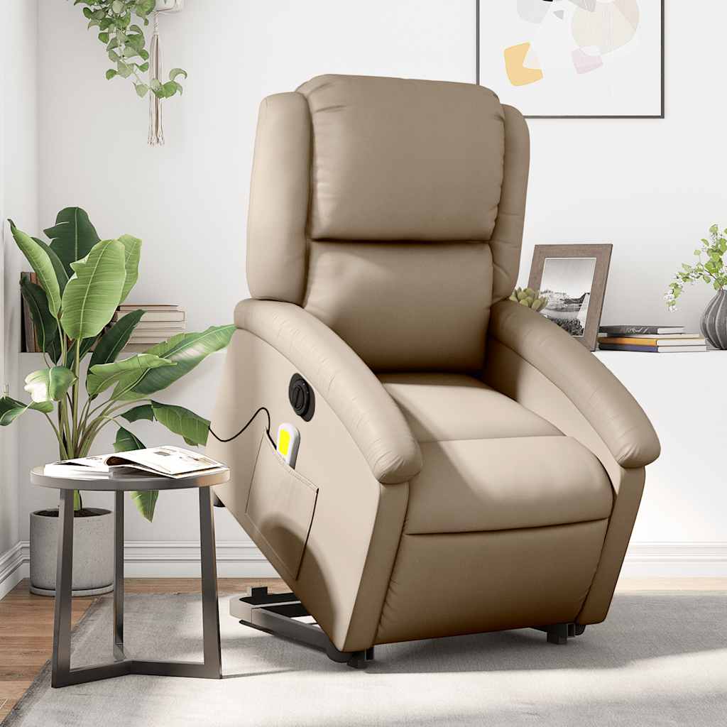 Sta-op-massagestoel elektrisch kunstleer cappuccinokleurig is nu te koop bij PeponiXL, paradijselijk wonen!
