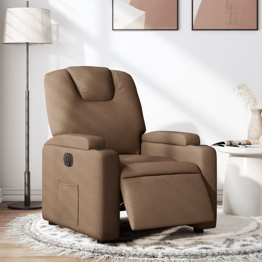 Fauteuil verstelbaar elektrisch stof bruin is nu te koop bij PeponiXL, paradijselijk wonen!