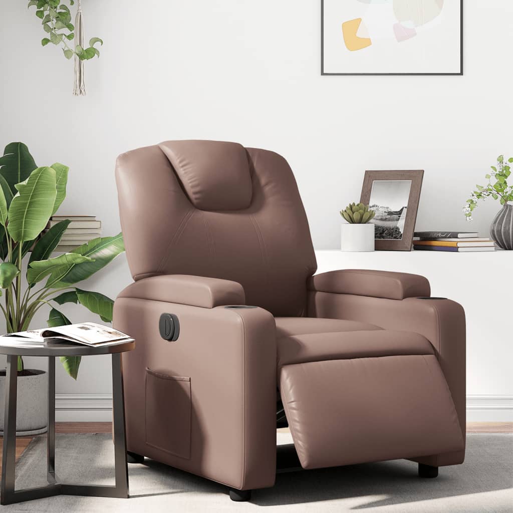Fauteuil verstelbaar elektrisch kunstleer bruin is nu te koop bij PeponiXL, paradijselijk wonen!