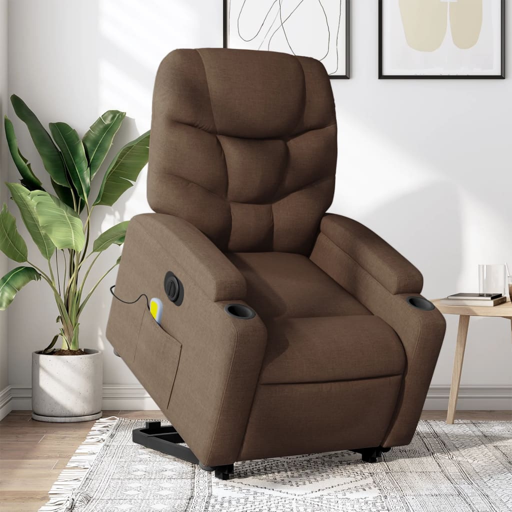 Sta-op-massagestoel elektrisch verstelbaar stof bruin is nu te koop bij PeponiXL, paradijselijk wonen!